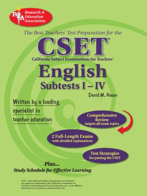 cover image of CSET: English Subtests I-IV